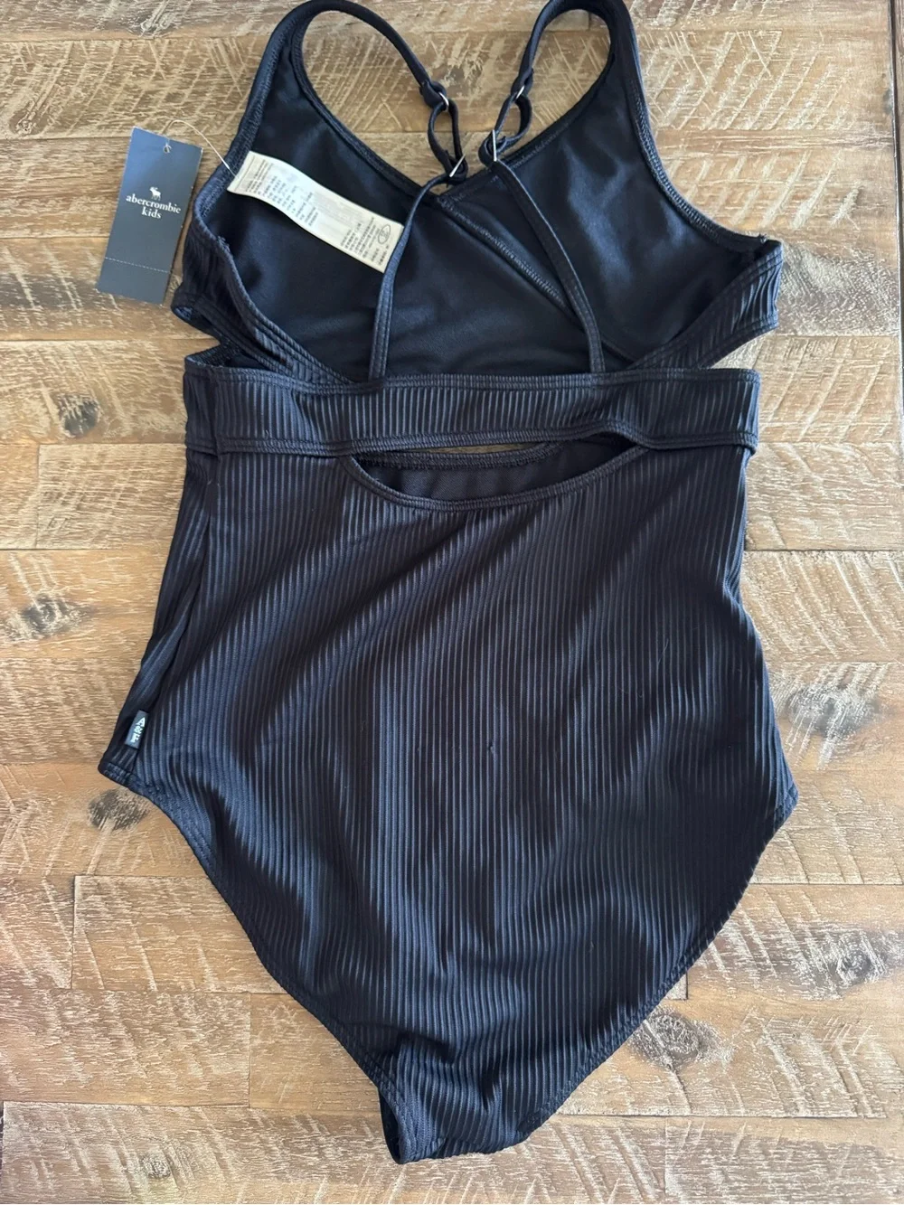 Abercrombie Kids - Girl's Black Ribbed Cutout Swinsuit